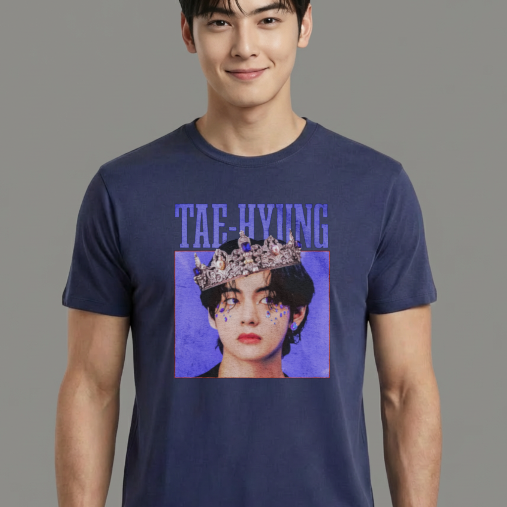 Camiseta camiseta-basica-bts-tae-hyung-graphic-vintage - Azul