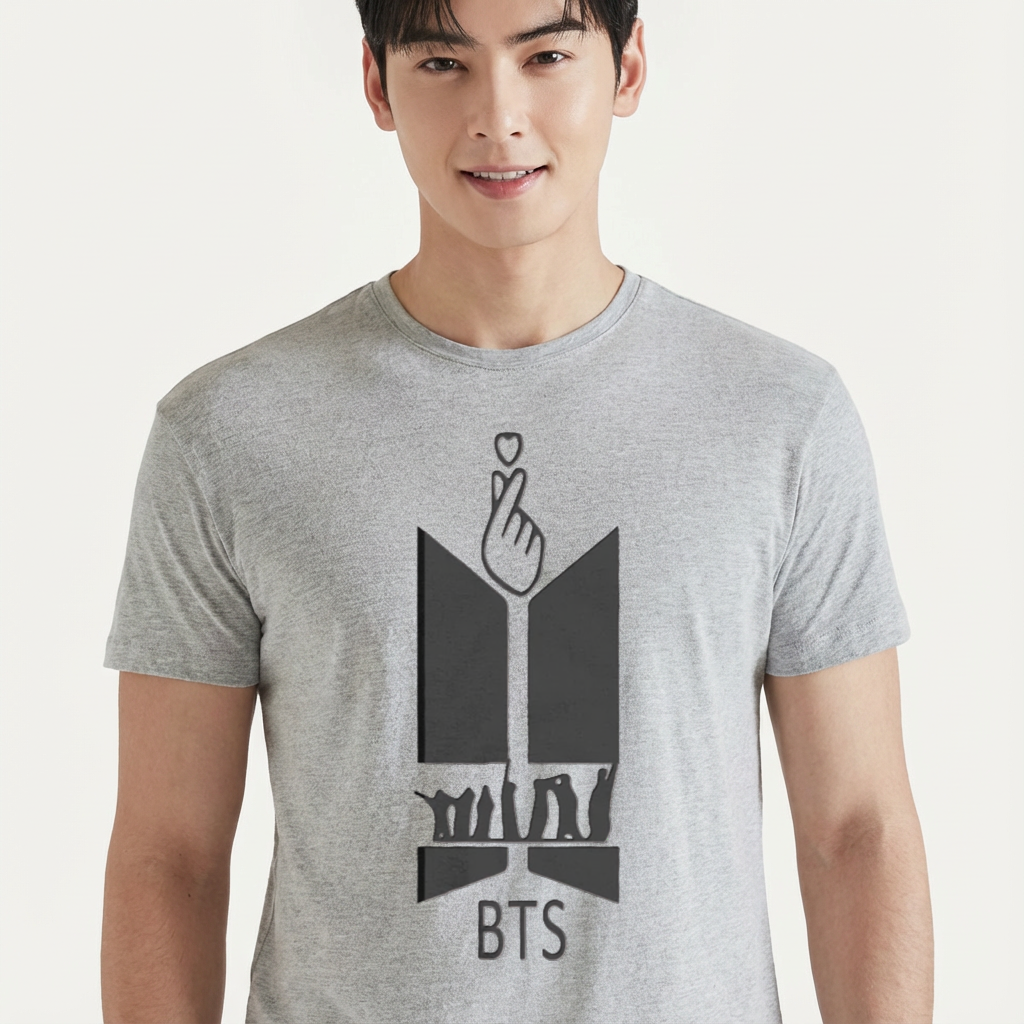 Camiseta camiseta-basica-bts-the-logo-1 - Cinza
