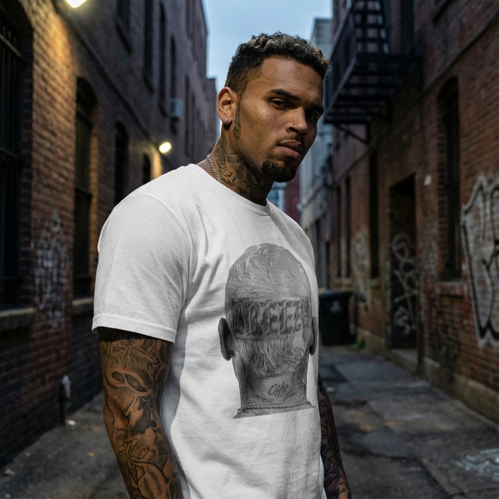 Camiseta Básica Chris Brown Breezy Album - Branca