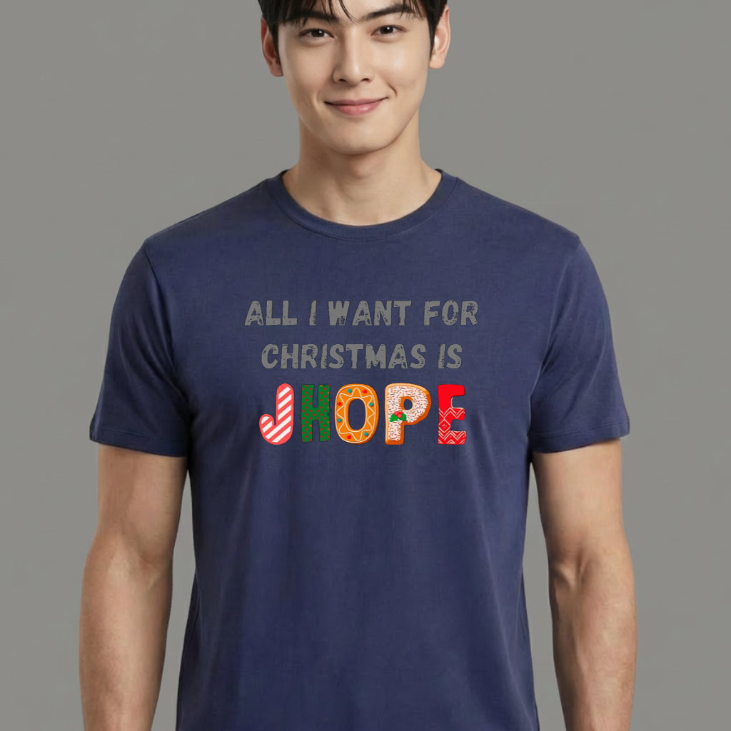 Camiseta camiseta-basica-christmas-bts-all-i-want-for-christmas-is-jhope - Azul