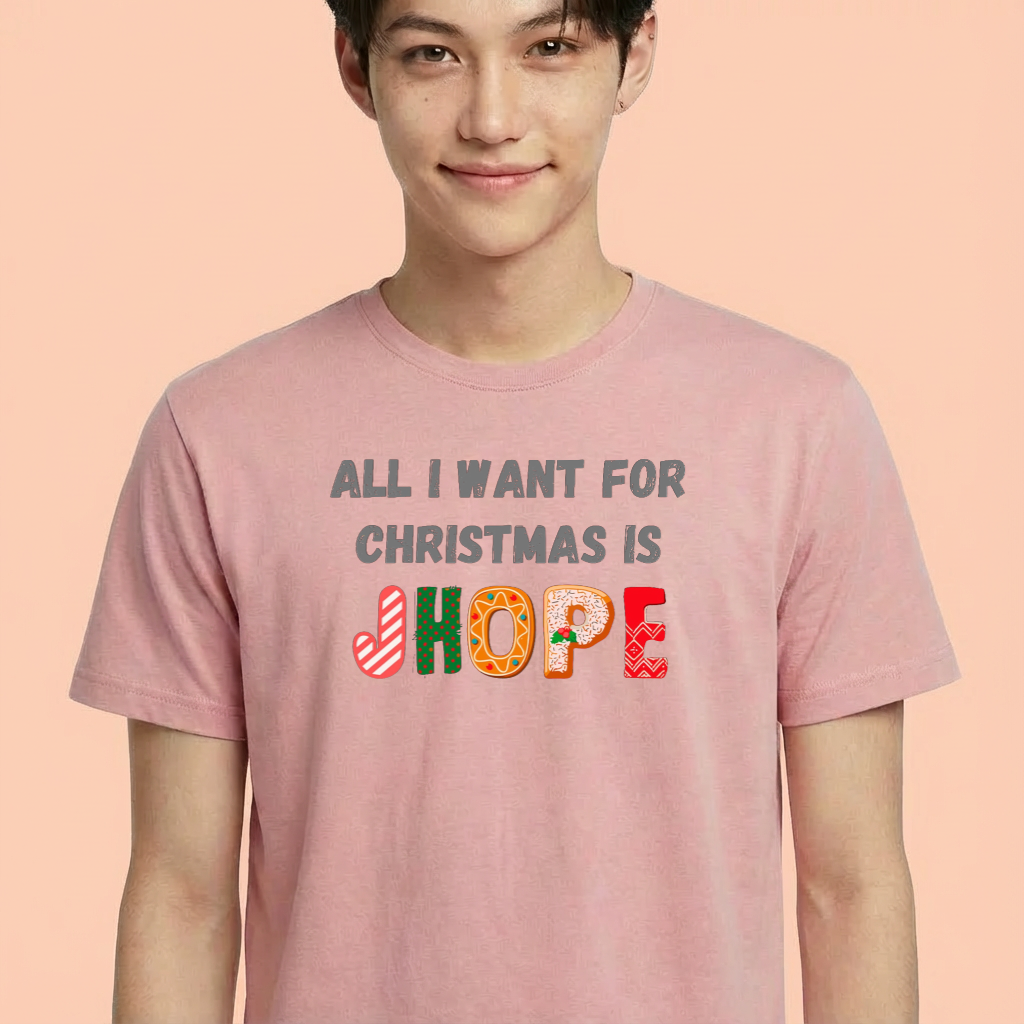 Camiseta camiseta-basica-christmas-bts-all-i-want-for-christmas-is-jhope - Rosa