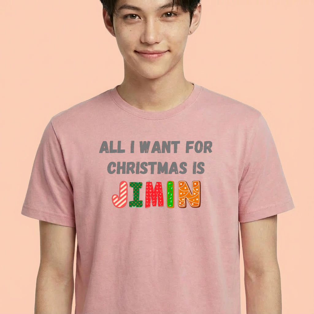 Camiseta camiseta-basica-christmas-bts-all-i-want-for-christmas-is-jimin - Rosa