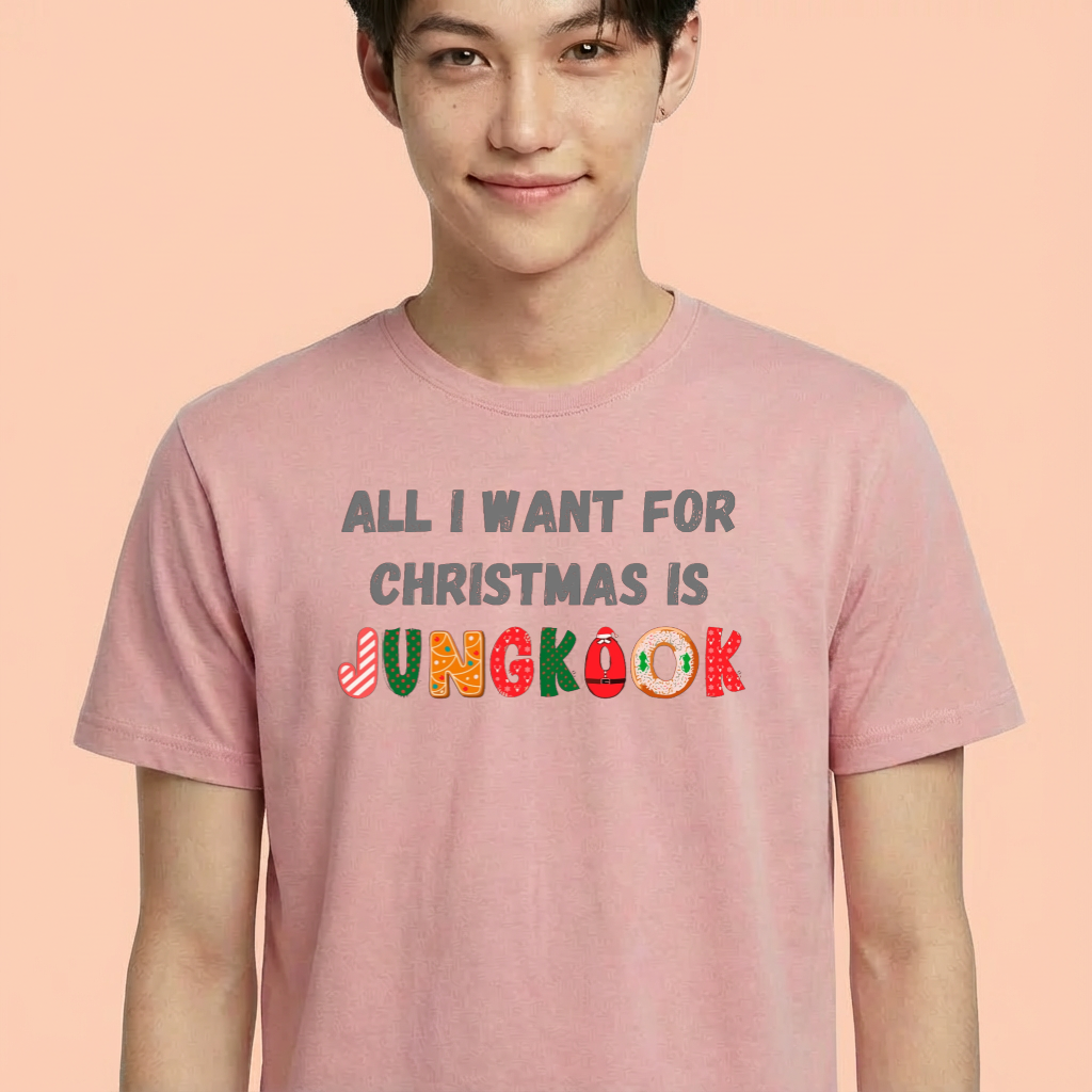 Camiseta camiseta-basica-christmas-bts-all-i-want-for-christmas-is-jungkook - Rosa