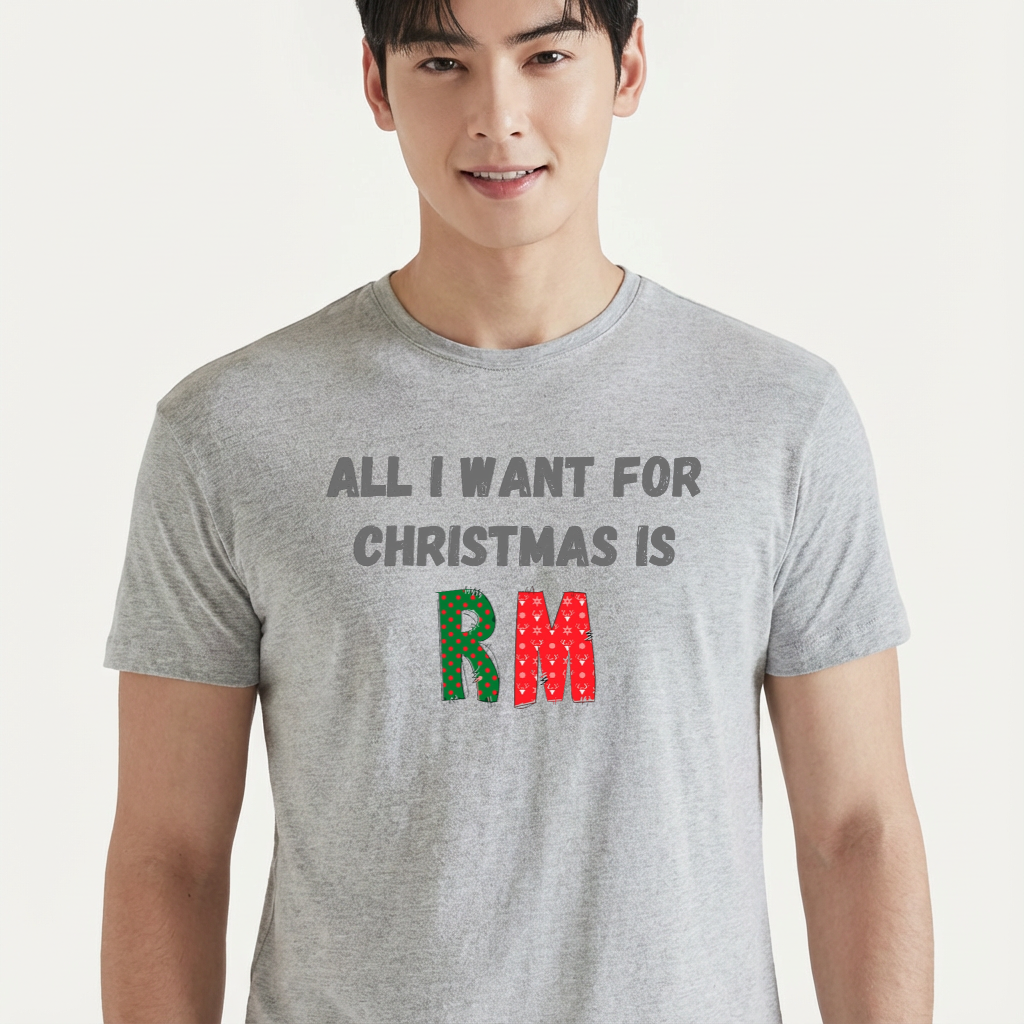 Camiseta camiseta-basica-christmas-bts-all-i-want-for-christmas-is-rm - Cinza