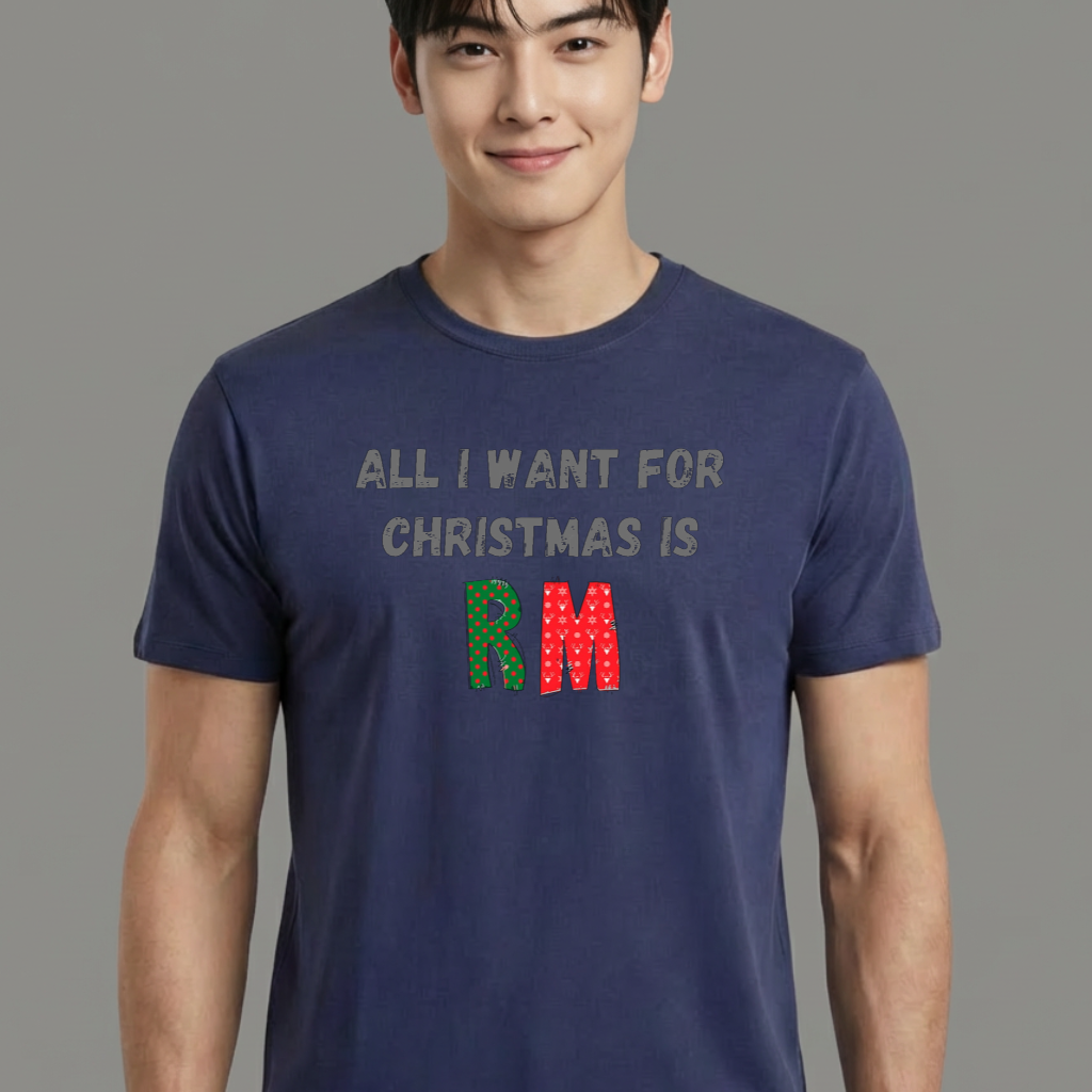 Camiseta camiseta-basica-christmas-bts-all-i-want-for-christmas-is-rm - Azul