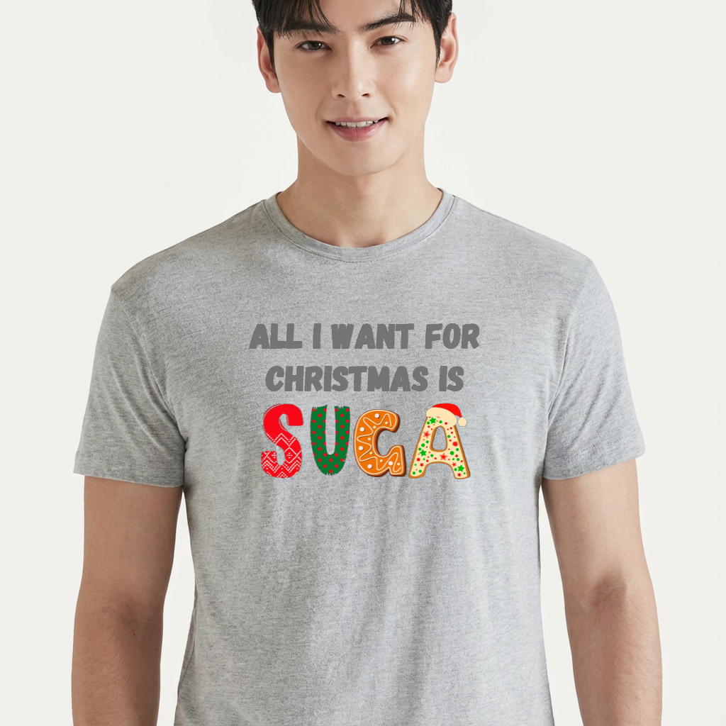 Camiseta camiseta-basica-christmas-bts-all-i-want-for-christmas-is-suga - Cinza