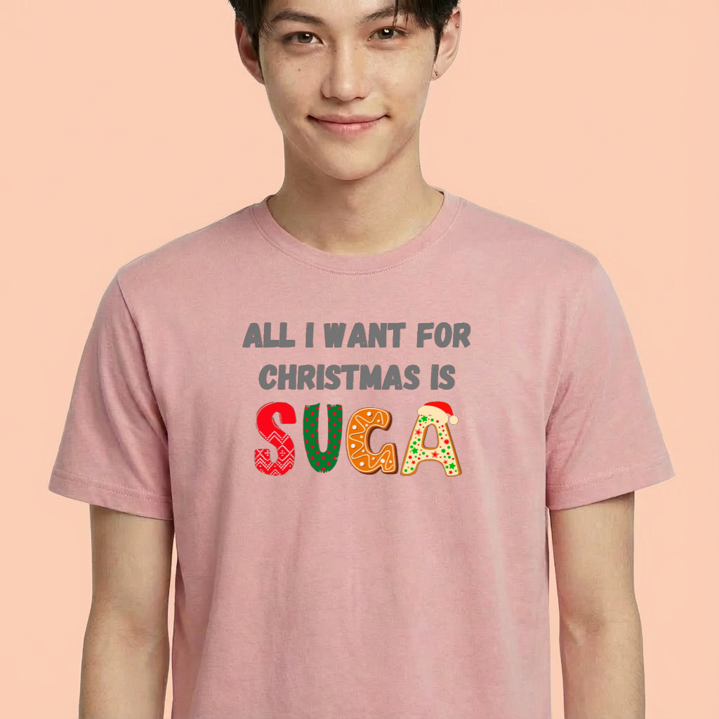 Camiseta camiseta-basica-christmas-bts-all-i-want-for-christmas-is-suga - Rosa