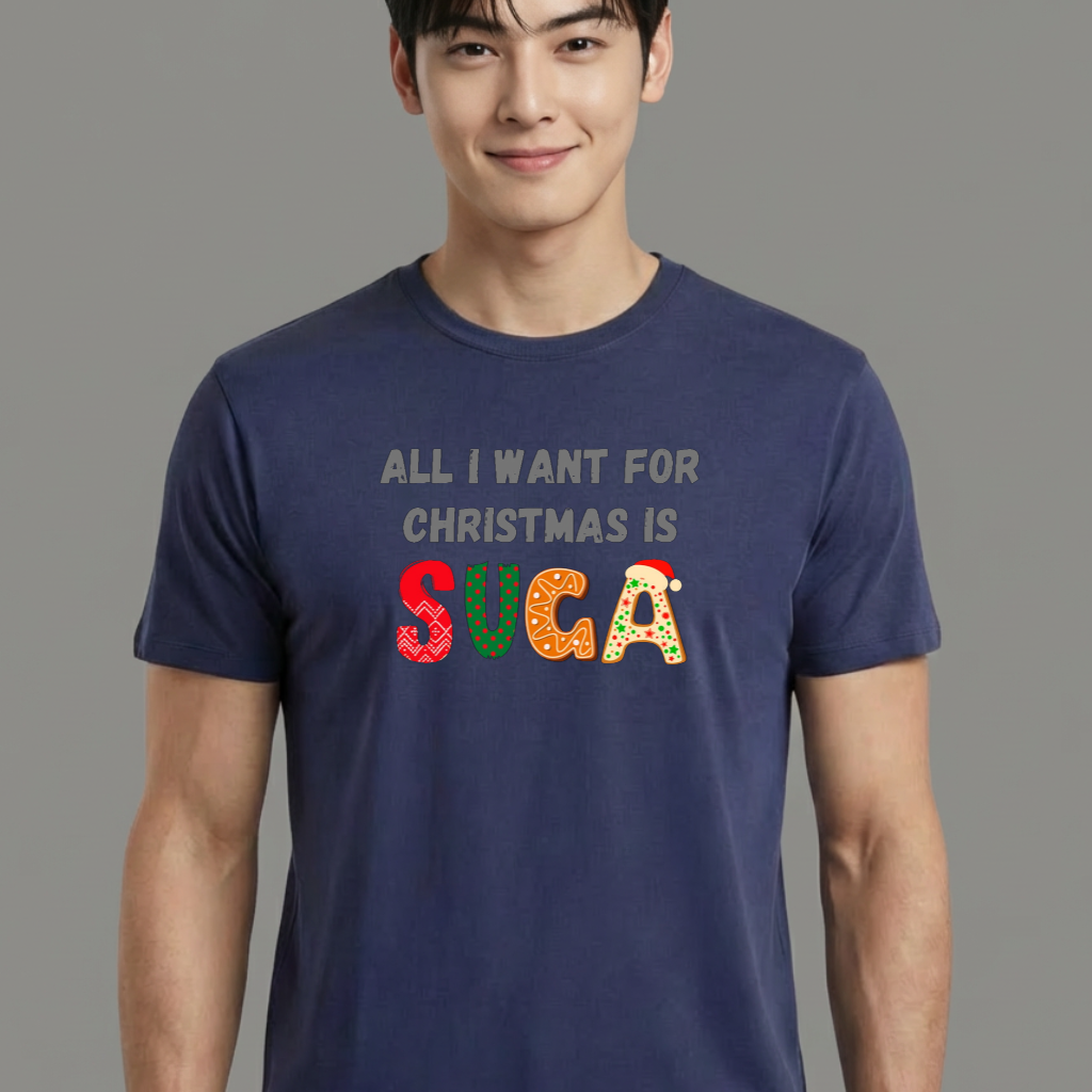 Camiseta camiseta-basica-christmas-bts-all-i-want-for-christmas-is-suga - Azul