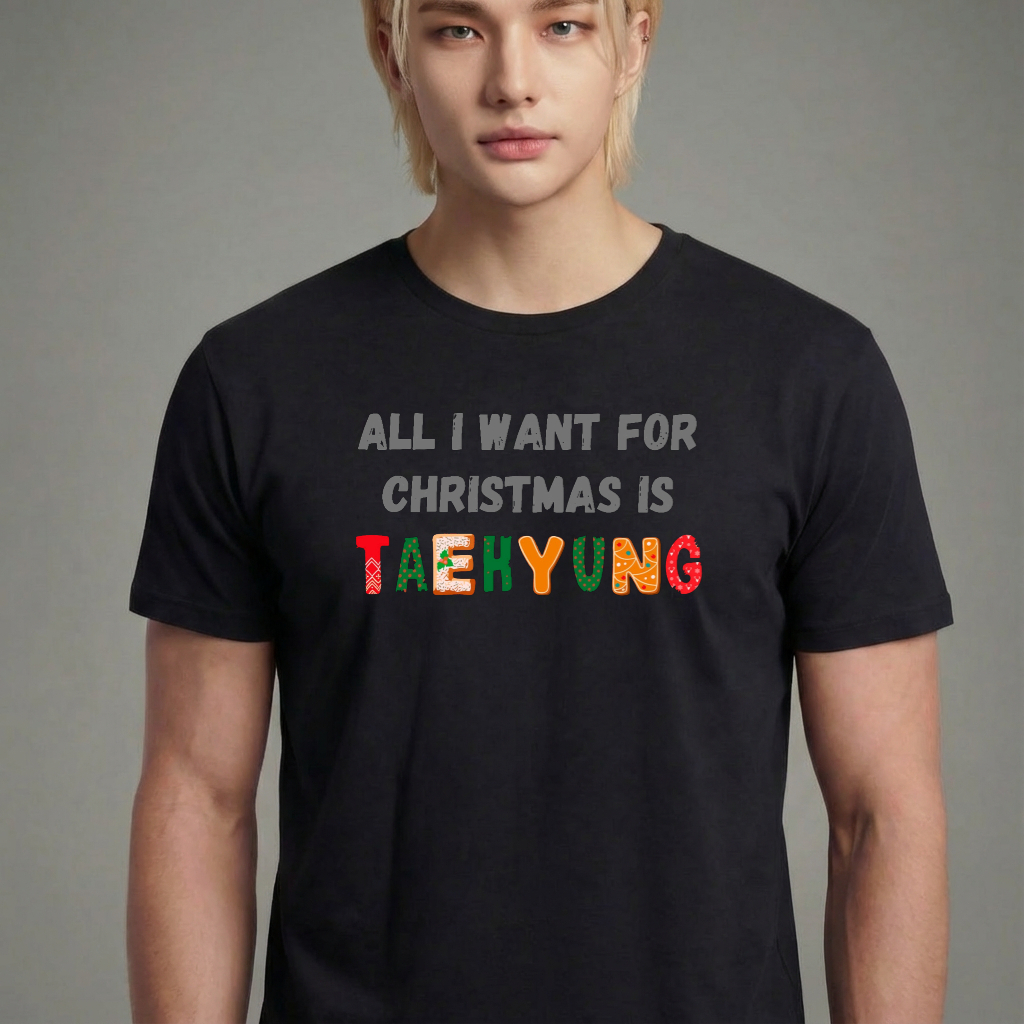 Camiseta camiseta-basica-christmas-bts-all-i-want-for-christmas-is-taehyung - Preta