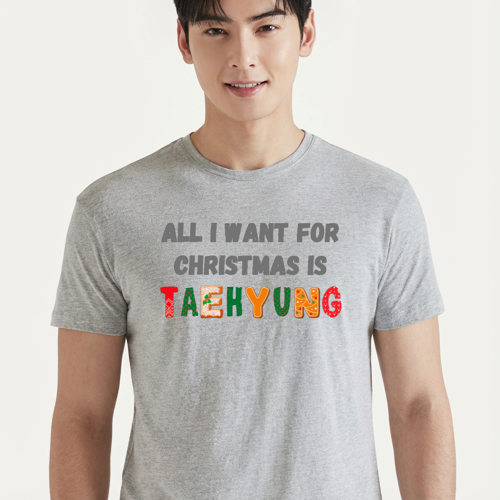 Camiseta camiseta-basica-christmas-bts-all-i-want-for-christmas-is-taehyung - Cinza