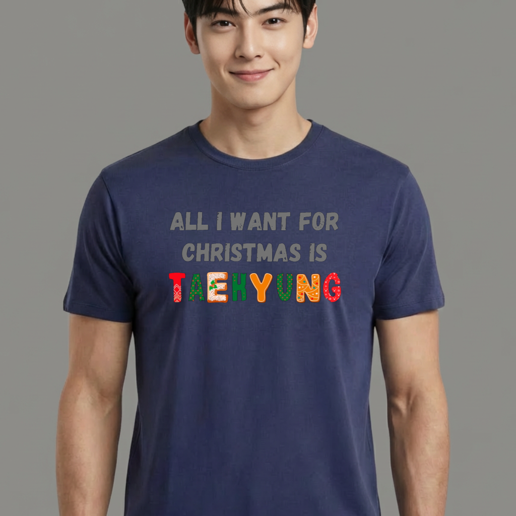 Camiseta camiseta-basica-christmas-bts-all-i-want-for-christmas-is-taehyung - Azul