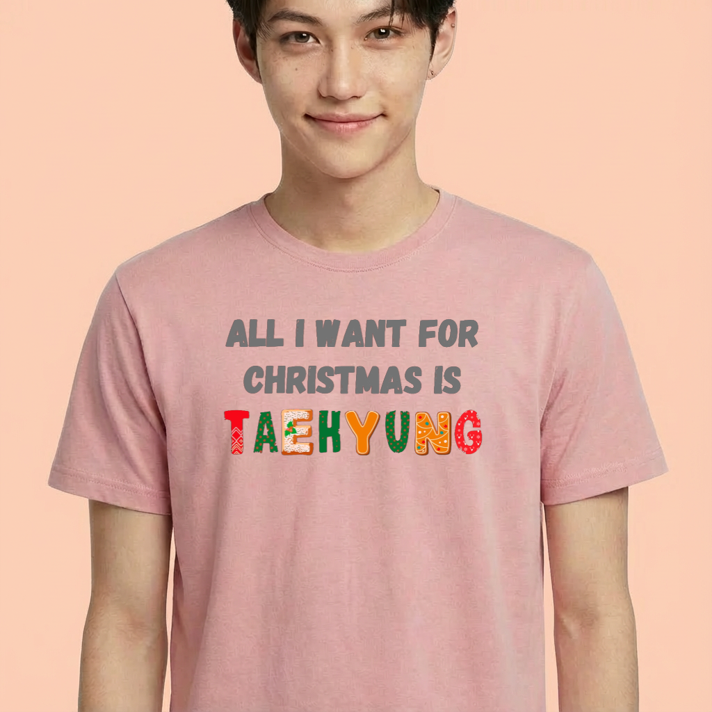 Camiseta camiseta-basica-christmas-bts-all-i-want-for-christmas-is-taehyung - Rosa