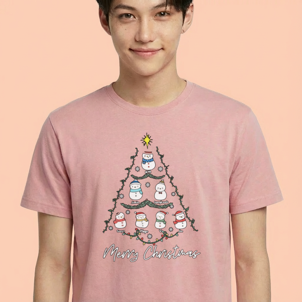Camiseta camiseta-basica-christmas-bts-tree - Rosa
