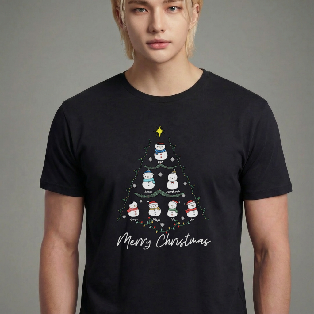 Camiseta camiseta-basica-christmas-bts-tree - Preta