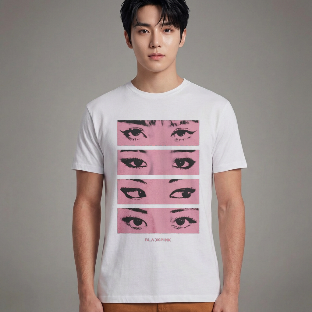 Camiseta Básica Eyes Collab Blackpink - Branca