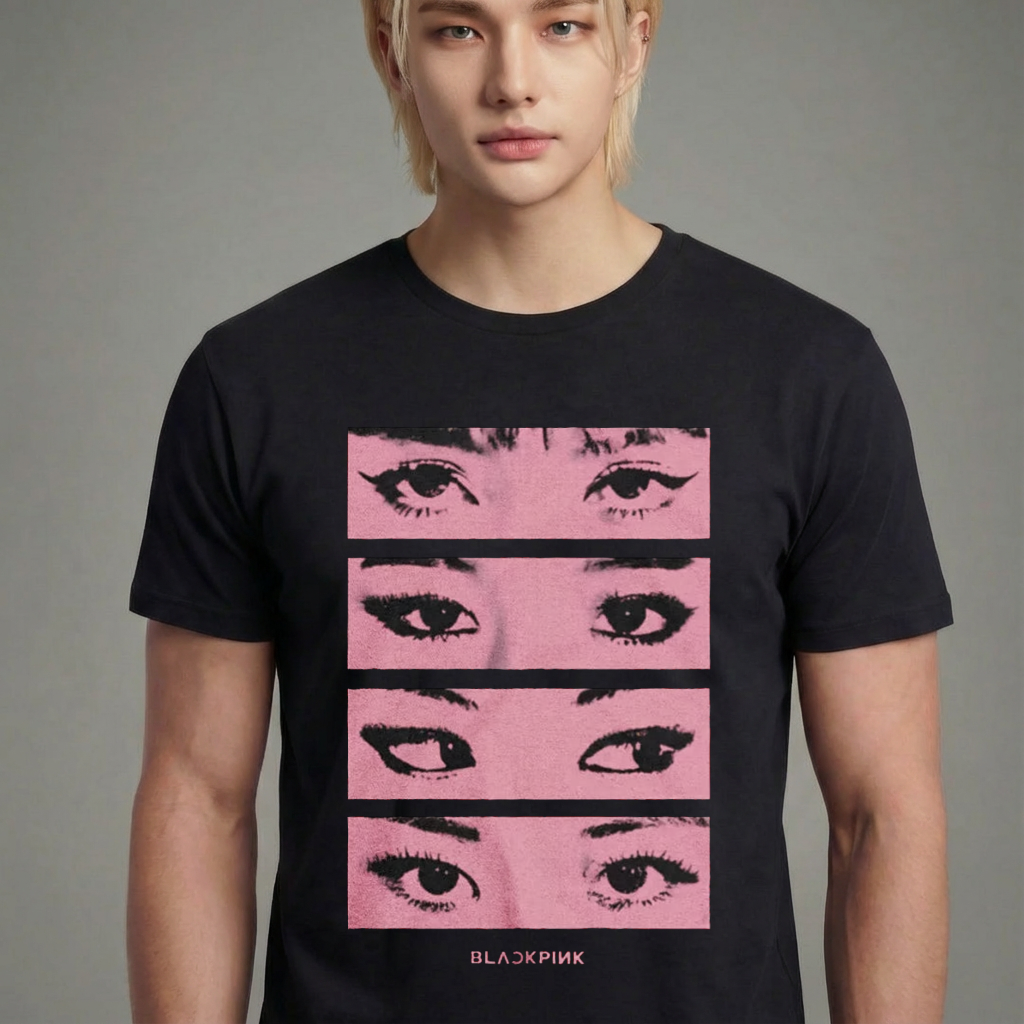 Camiseta camiseta-basica-eyes-collab-blackpink - Preta