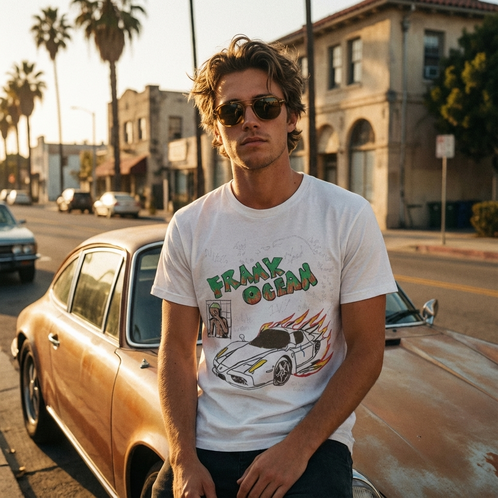 Camiseta Básica Frank Ocean Art - Branca