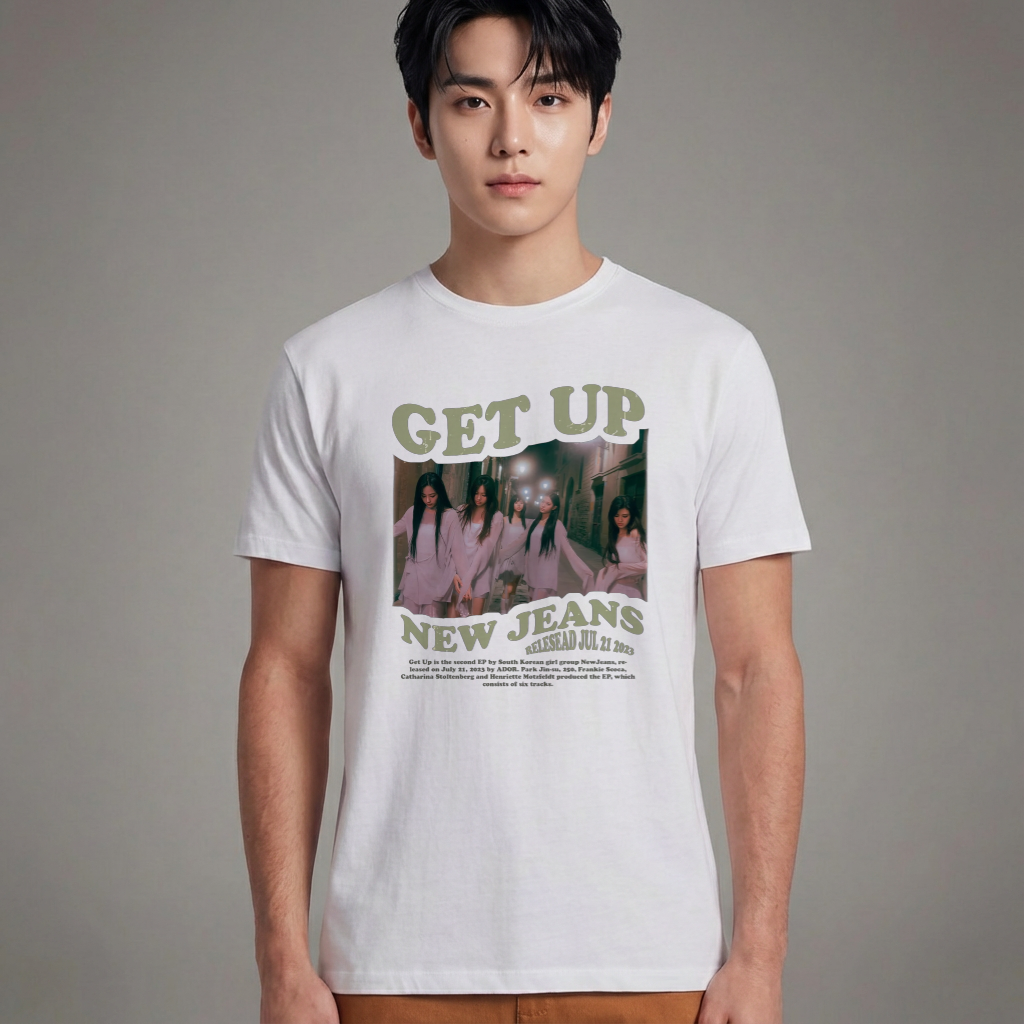 Camiseta Básica Get Up NewJeans - Branca