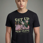 Camiseta Get Up NewJeans preta
