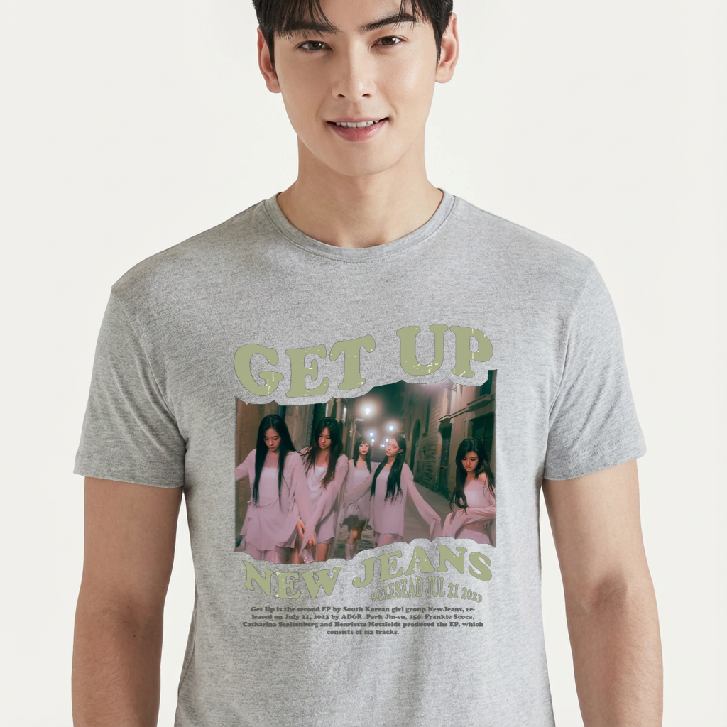 Camiseta camiseta-basica-get-up-newjeans - Cinza