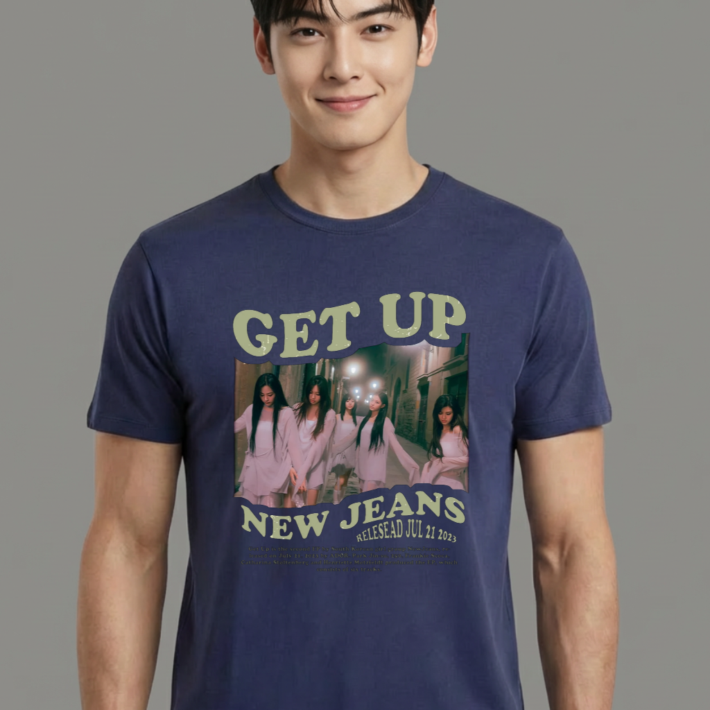 Camiseta Get Up NewJeans azul