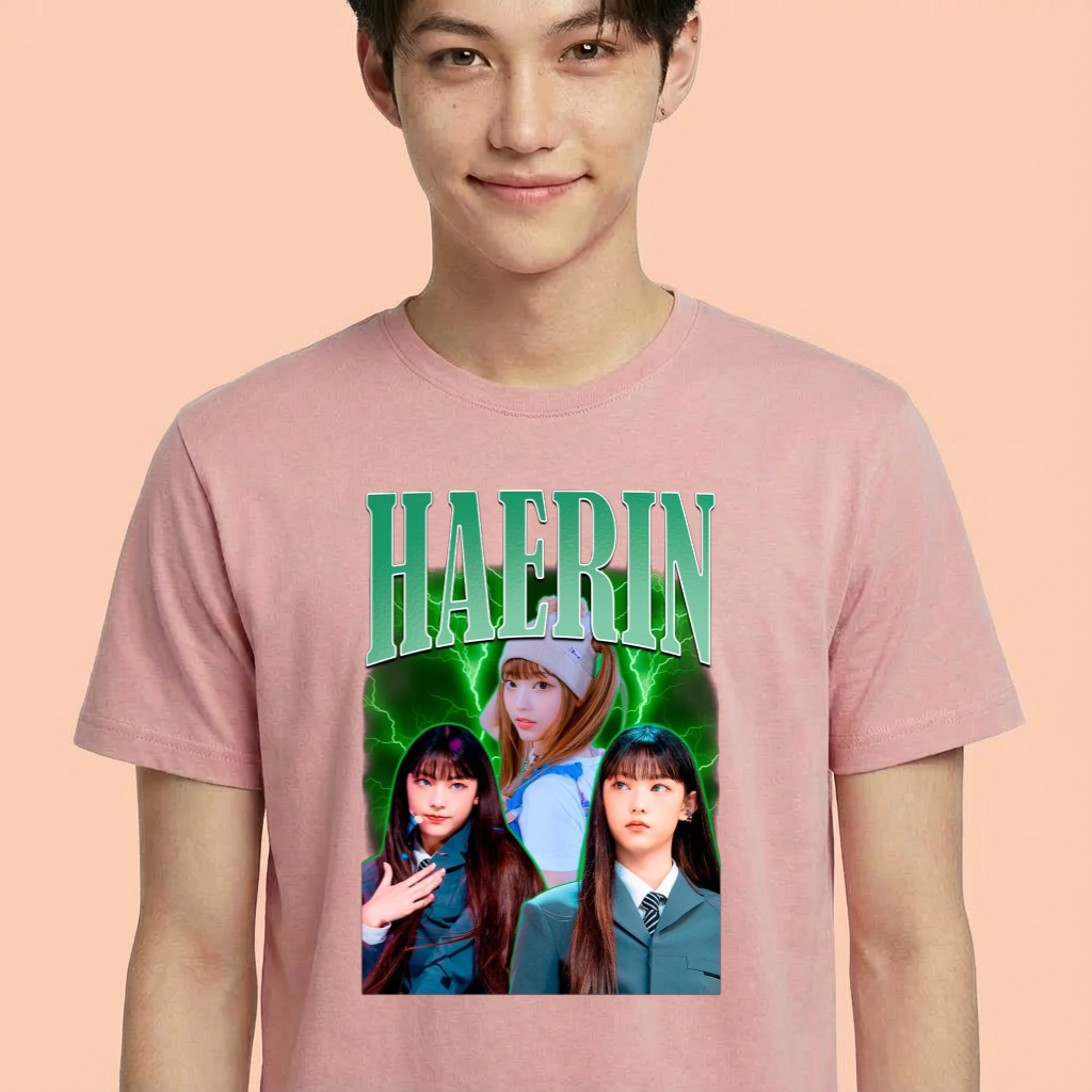 Camiseta Haerin NewJeans rosa