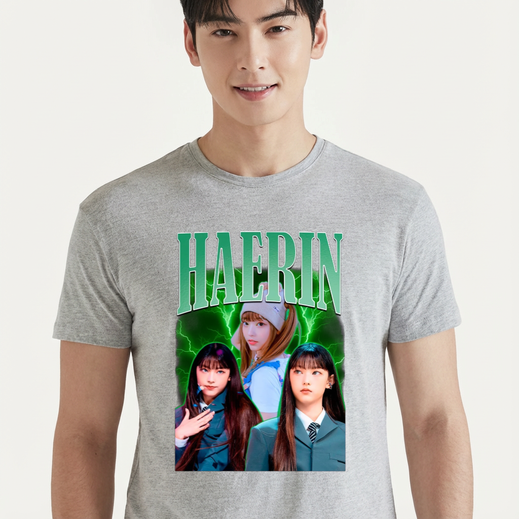 Camiseta Haerin NewJeans cinza