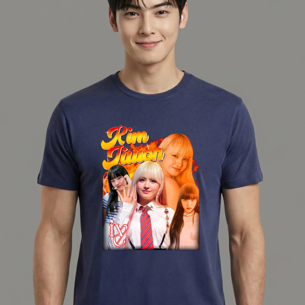 Camiseta IVE Kim Jiwon azul