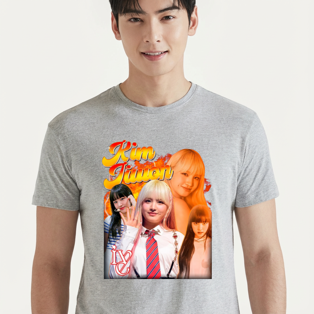 Camiseta IVE Kim Jiwon cinza