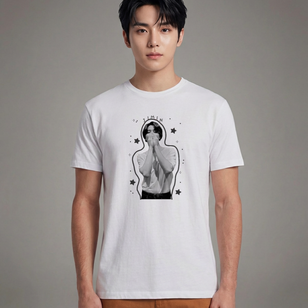 Camiseta Básica Jimin BTS Stars - Branca