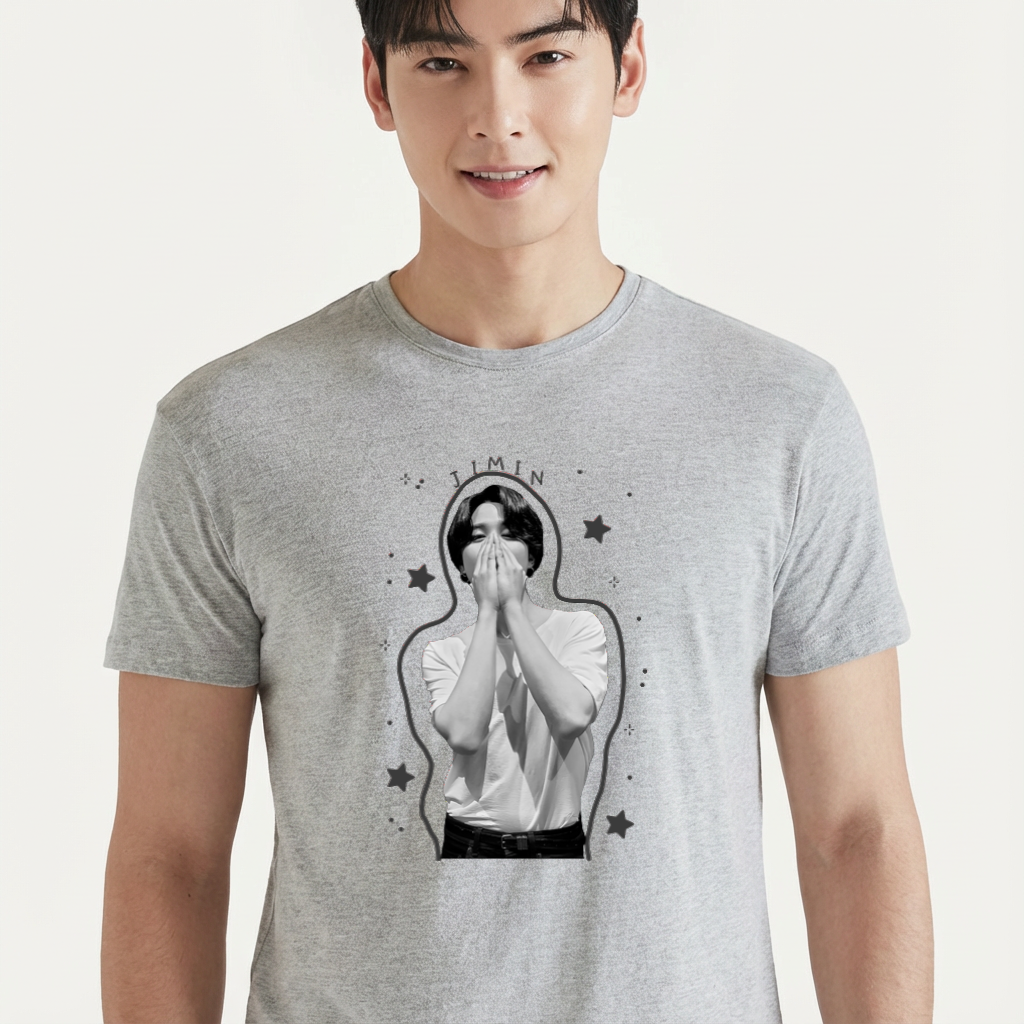 Camiseta Jimin BTS Stars cinza