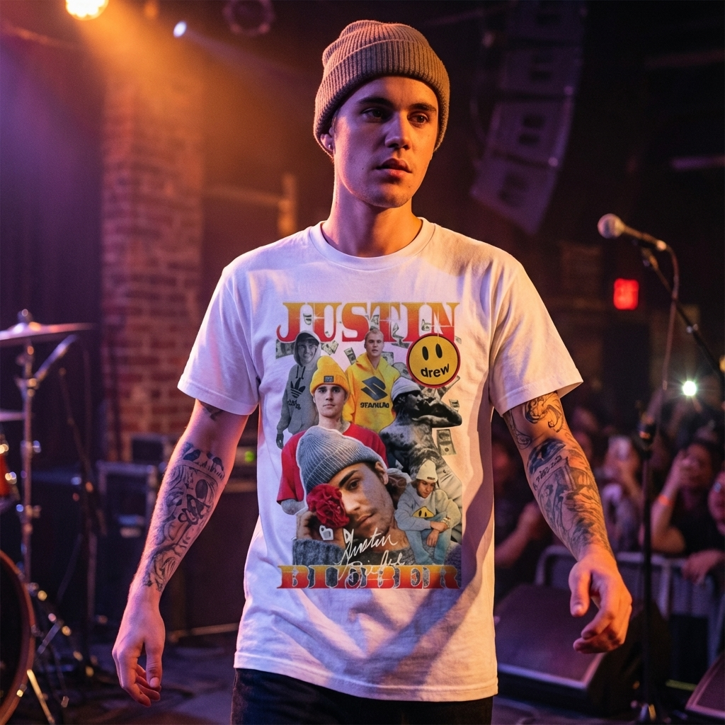 Camiseta Básica Justin Bieber Drew - Branca