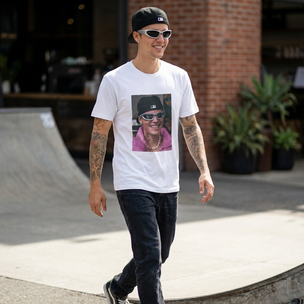 Camiseta Básica Justin Bieber Style - Branca