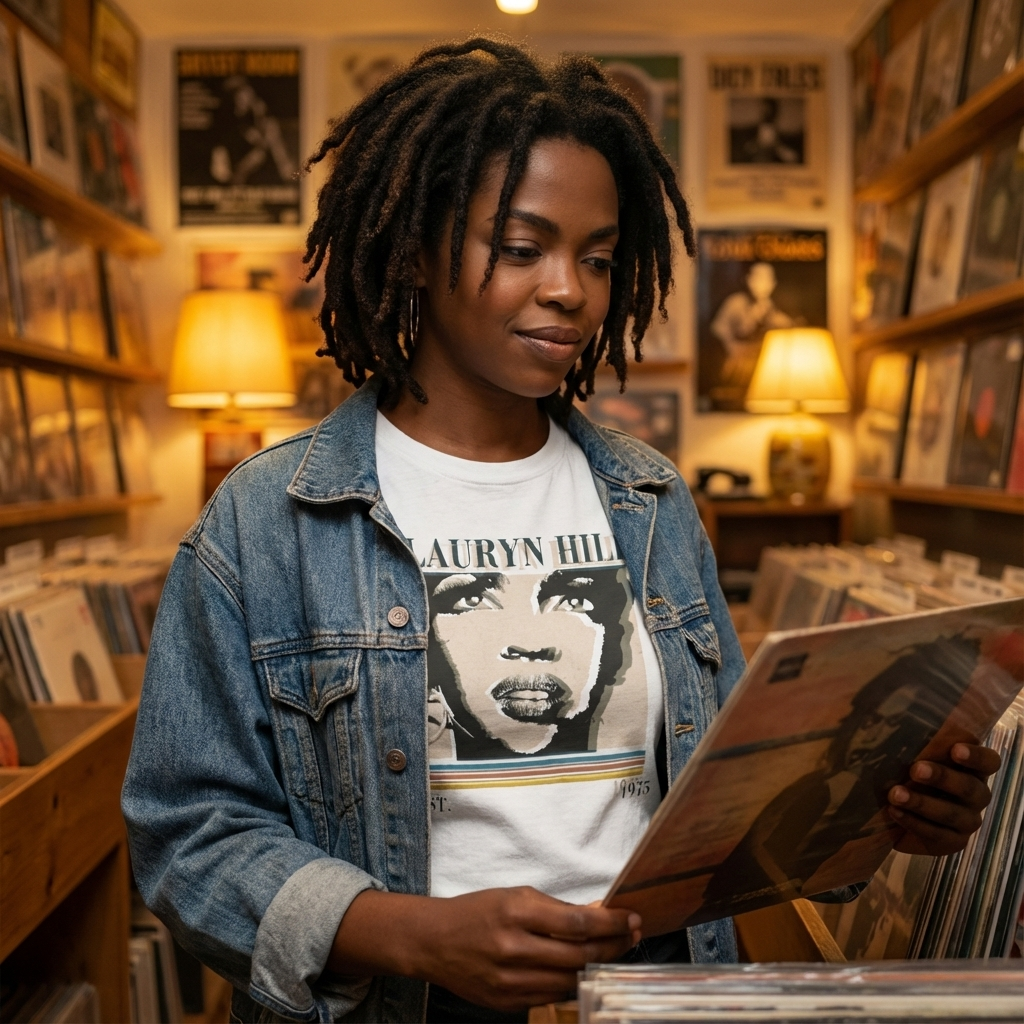 Camiseta Básica Lauryn Hill Vintage - Branca