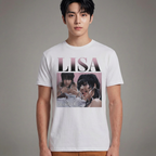 Camiseta Lisa Graphic Retro BLACKPINK branca