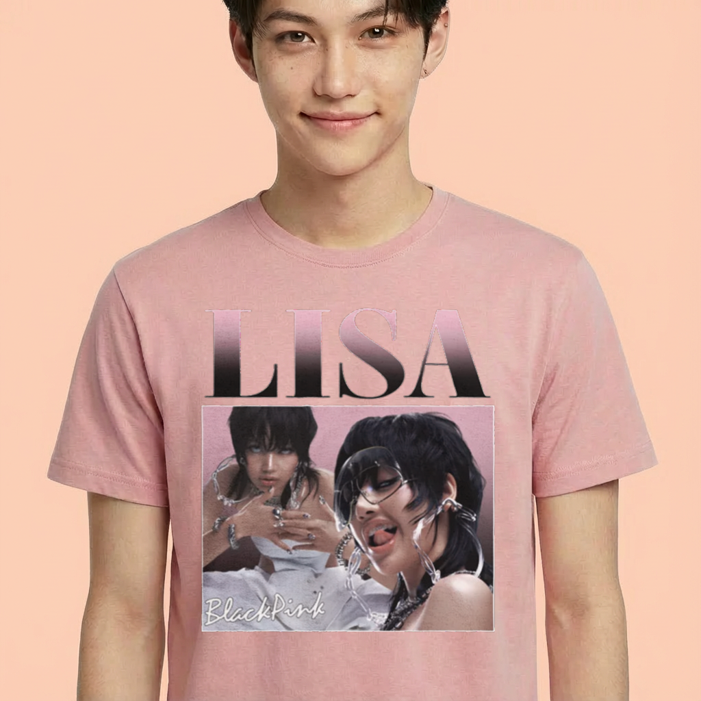 Camiseta camiseta-basica-lisa-graphic-retro-blackpink - Rosa