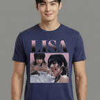 Camiseta Lisa Graphic Retro BLACKPINK azul