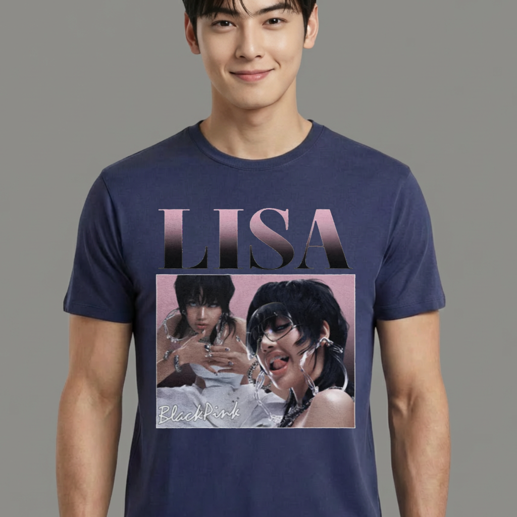 Camiseta camiseta-basica-lisa-graphic-retro-blackpink - Azul