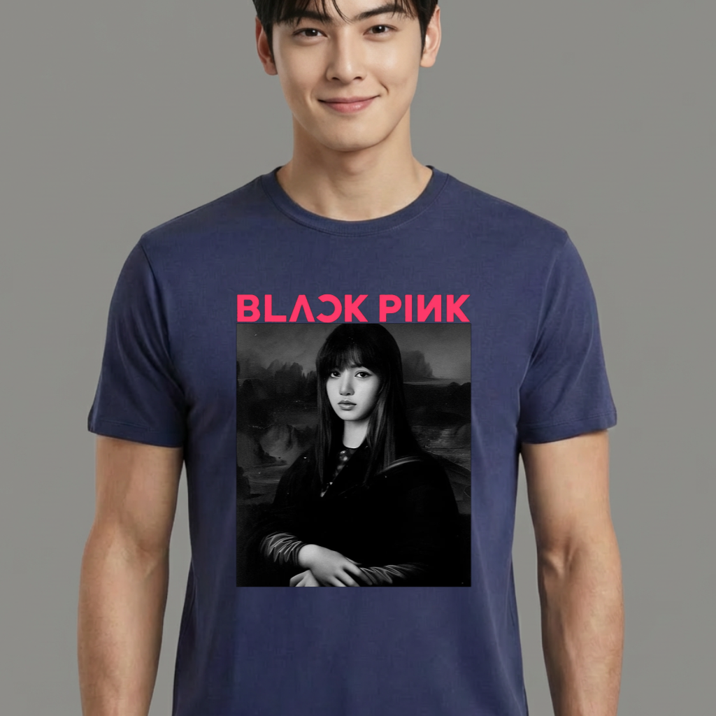 Camiseta camiseta-basica-monalisa-black-pink - Azul