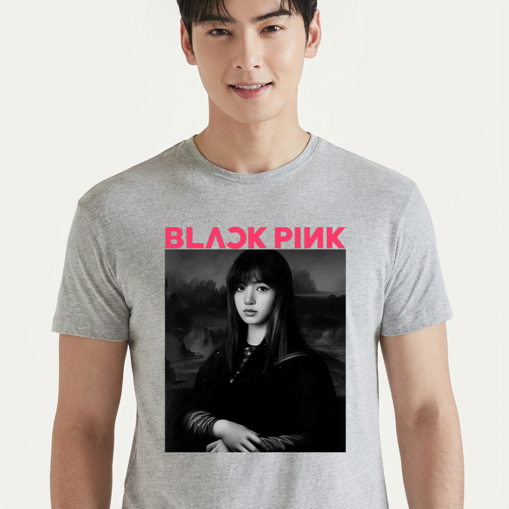 Camiseta camiseta-basica-monalisa-black-pink - Cinza