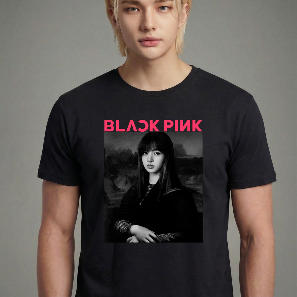 Camiseta camiseta-basica-monalisa-black-pink - Preta