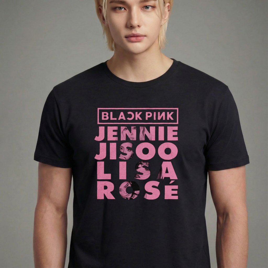 Camiseta camiseta-basica-names-graphic-blackpink - Preta