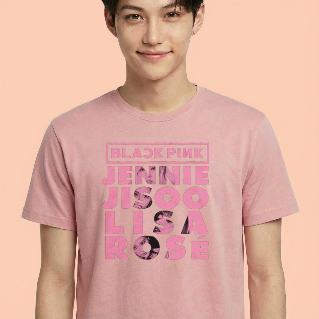 Camiseta camiseta-basica-names-graphic-blackpink - Rosa