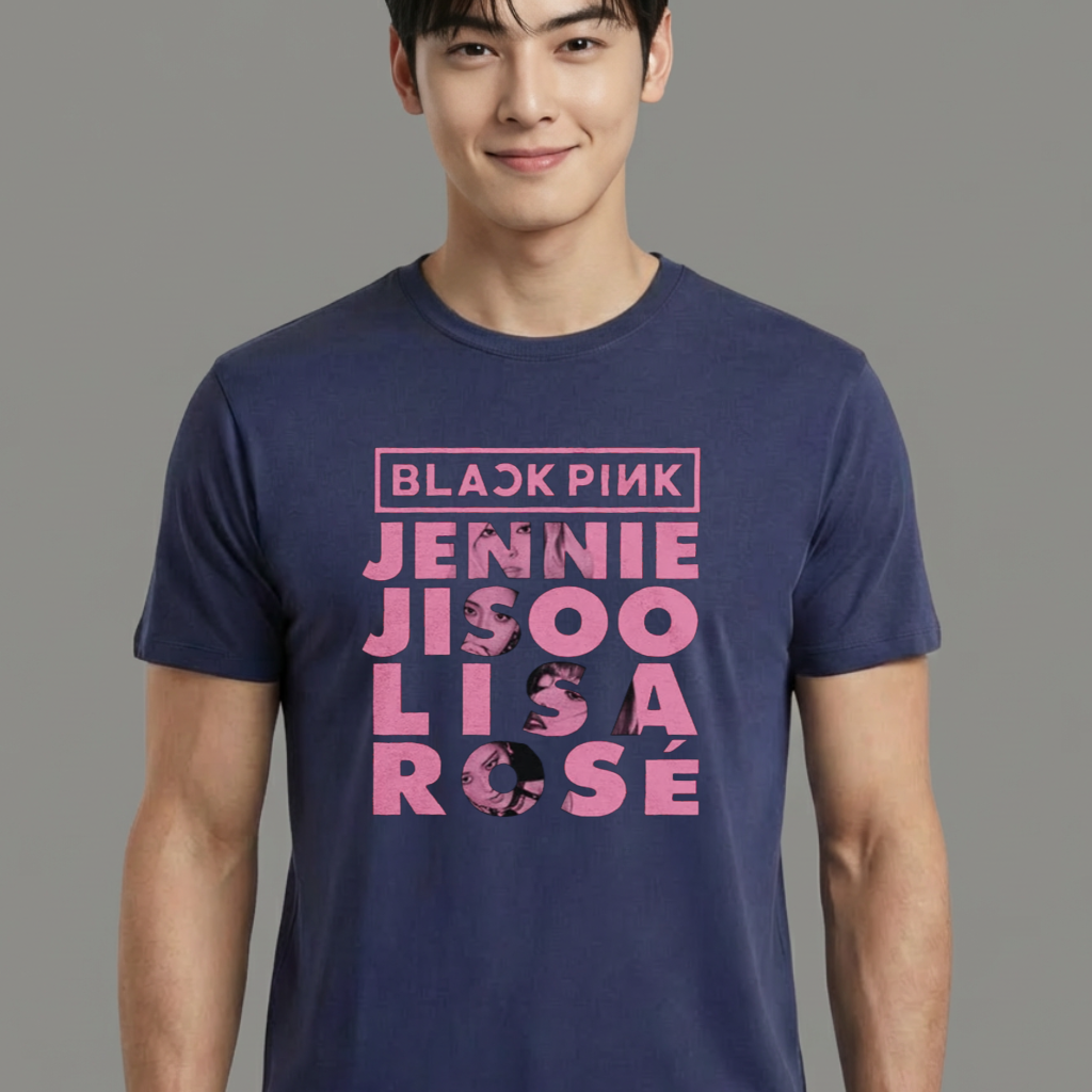 Camiseta camiseta-basica-names-graphic-blackpink - Azul