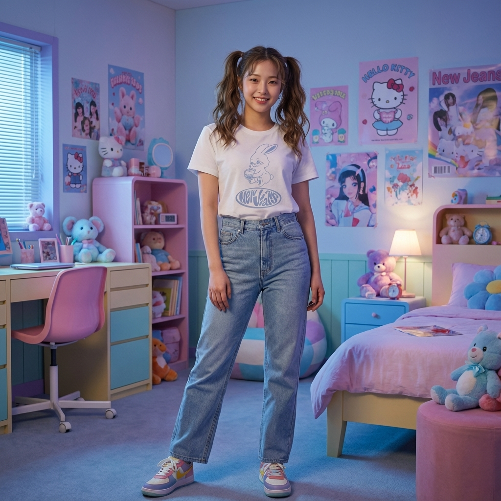 Camiseta Básica Newjeans Album - Branca