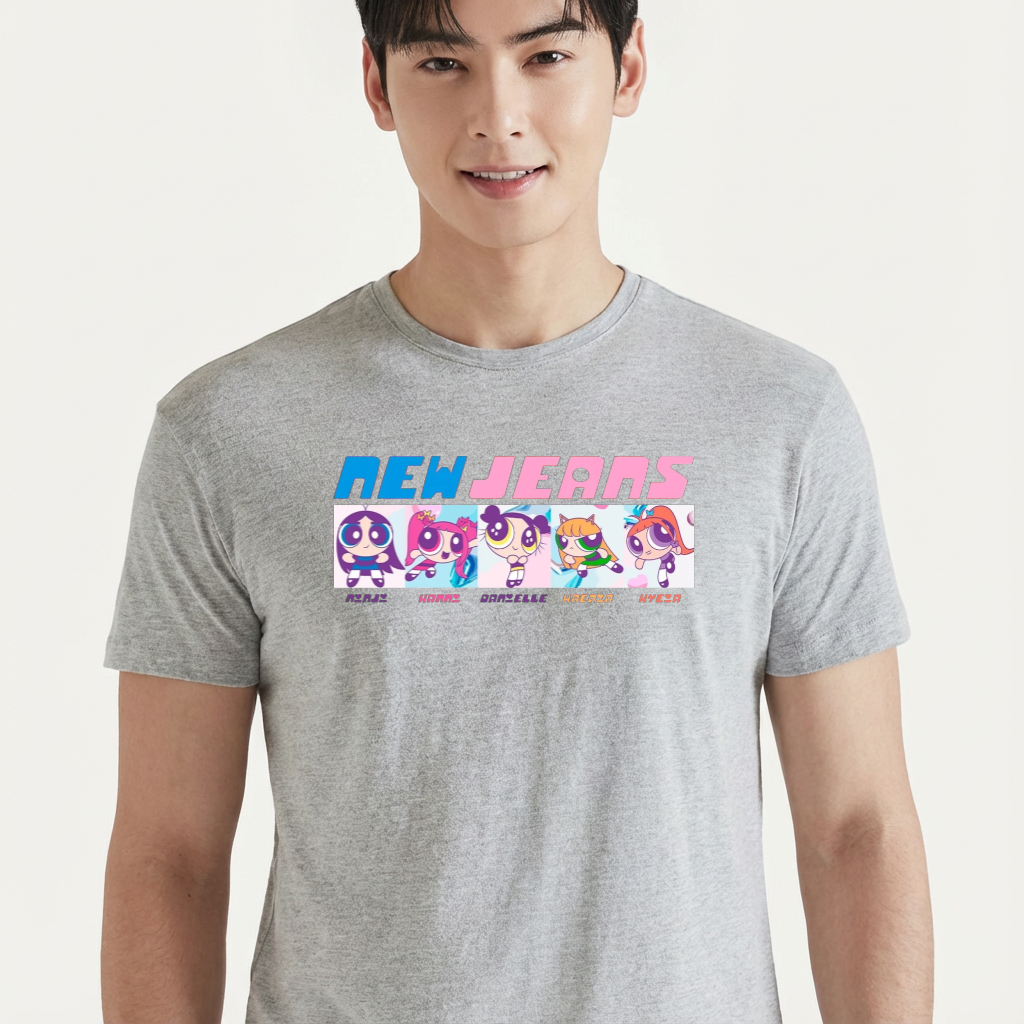 Camiseta camiseta-basica-newjeans-get-up-album - Cinza