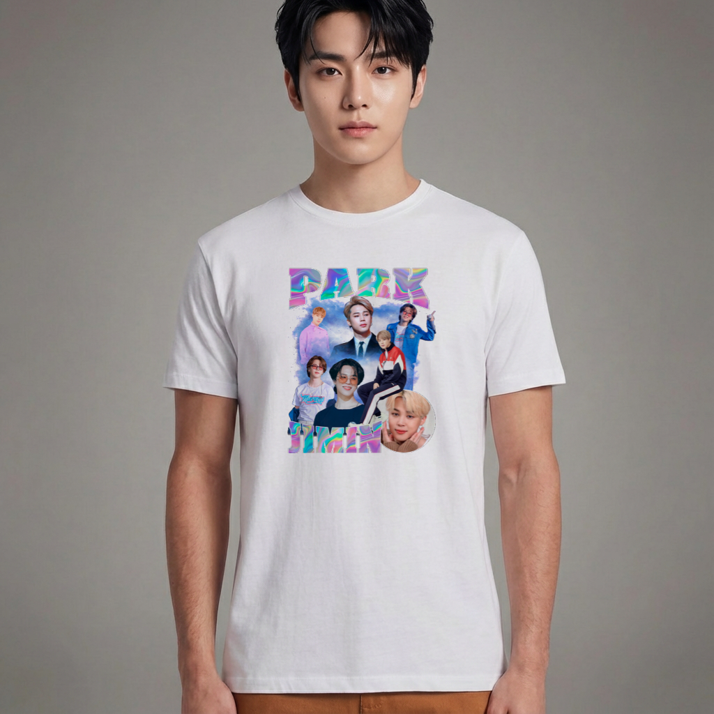 Camiseta Básica Park Jimin BTS - Branca