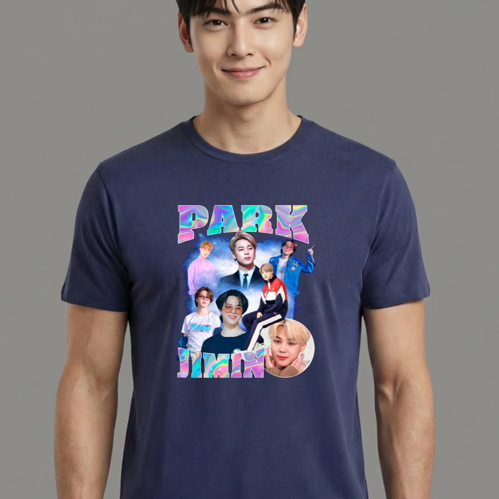 Camiseta camiseta-basica-park-jimin-bts - Azul