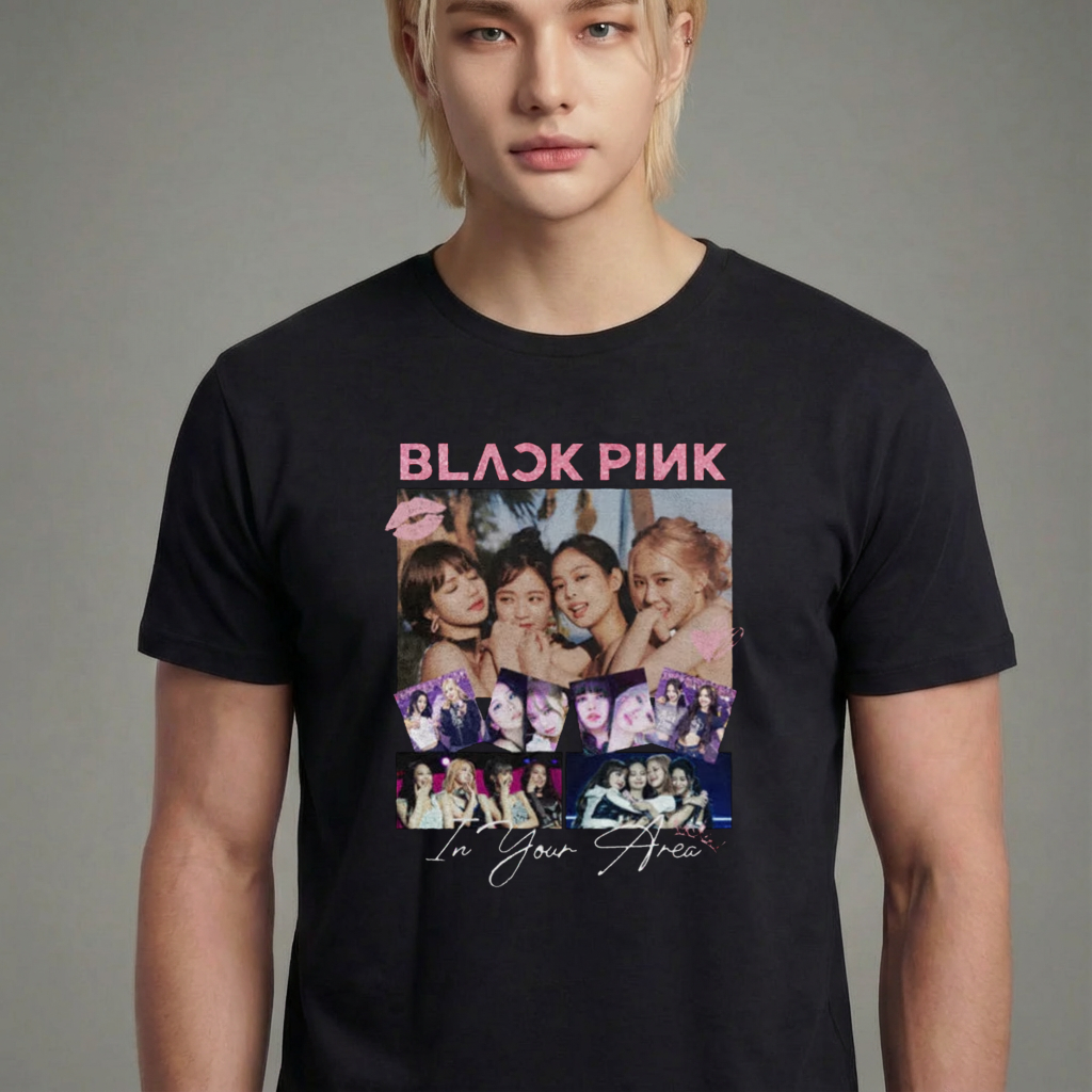 Camiseta camiseta-basica-photos-collab-blackpink - Preta