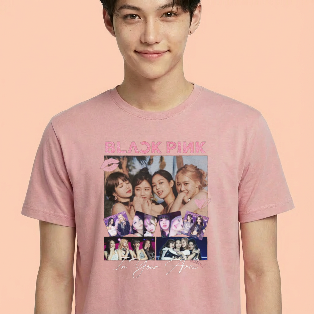 Camiseta camiseta-basica-photos-collab-blackpink - Rosa